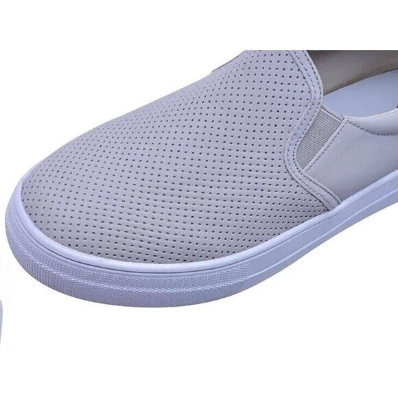 NWB Womens Loafers Size 6.5 Gray Perforated Slip On Casual Flat Shoes - Picture 5 of 16